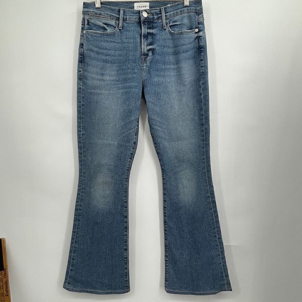 Frame Blue High Waist Le High Flare Stretch Denim Jeans Size 29